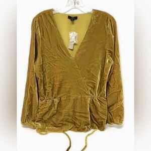 New J Crew Velvet Faux Cross Front Wrap Top SZ 10 Tall